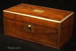 Antique Brass Edged Writing box with Bramah Lock and Secret drawers Circa 1880.